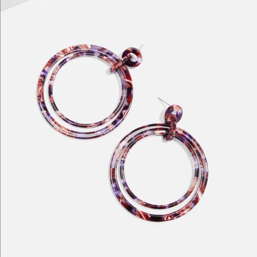 Maroon and Purple Resin Earrings